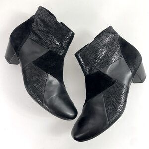 Gabor Black Leather Patchwork‎ Heeled Ankle Bootie 72.825